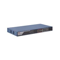 Switch PoE adm via web, 16 puertos 10/100 + 2 combo Gbe